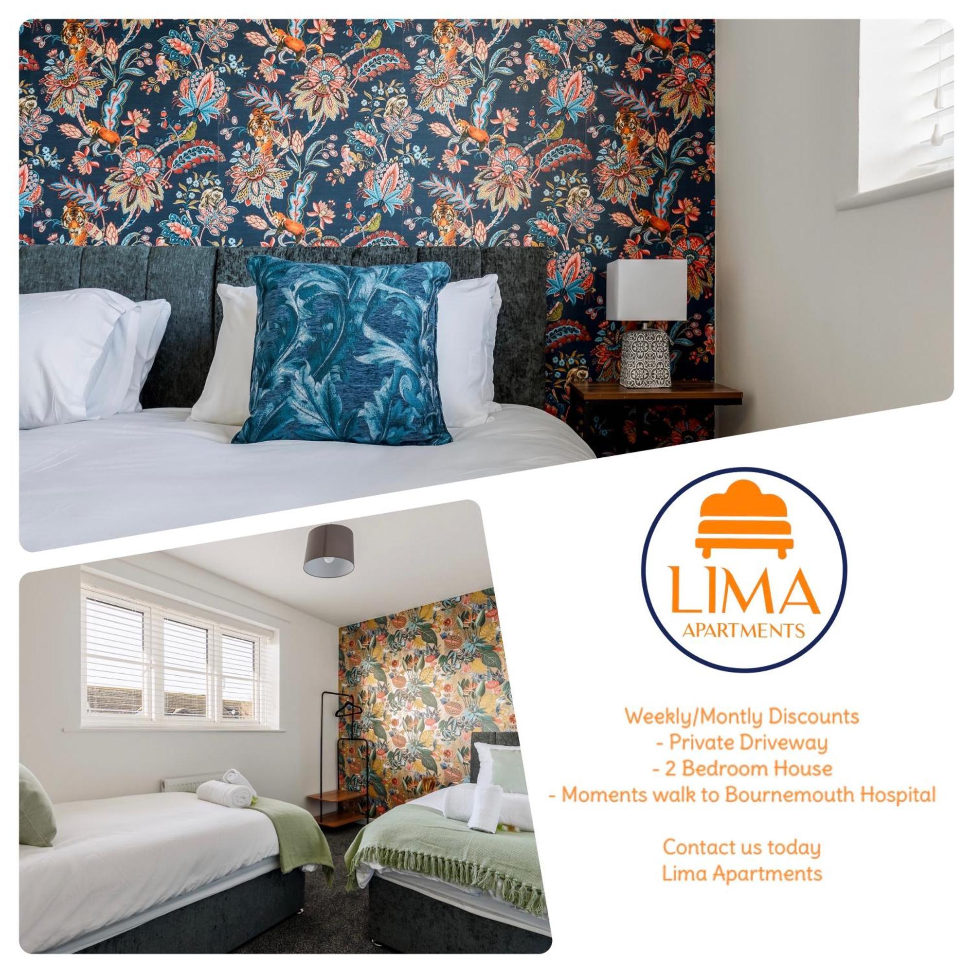 2 Bedroom House-Driveway - Bournemouth Hospital - Long Stay Discounts - Lima Apartments Ltd Zewnętrze zdjęcie
